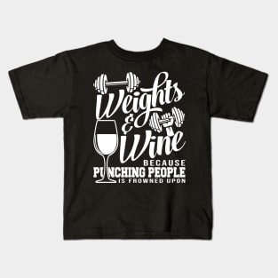 WEIGHTS AND WINE Kids T-Shirt